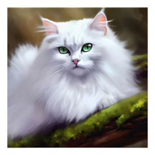 Fin Fluffy Cat-målning Fototryck