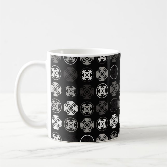 Fin geometrisk abstrakt, konst, mönster,  kaffemugg (Vänster)