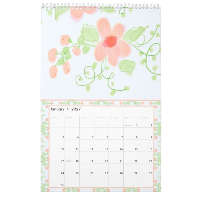 Fin Girly Flowwred Designer Kalender (Jan 2027)
