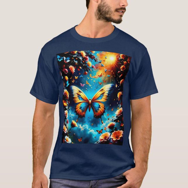 Fin Golden Butterfly-design T Shirt (Framsida)