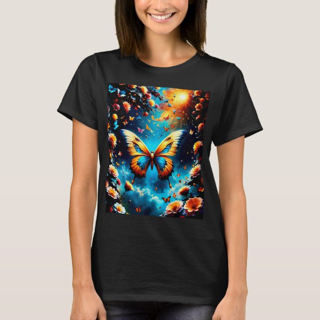Fin Golden Butterfly-design T Shirt (Framsida)