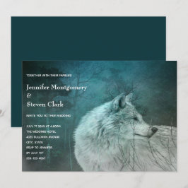 Fin Grått-Varg i en Mörk Forest Bröllop Inbjudningar