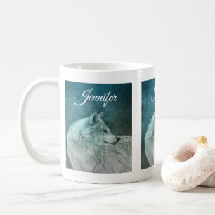 Fin Grått-Varg i en Mörk Forest Kaffemugg