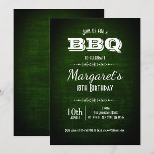 Fin Grönt BBQ Födelsedagsfest Inbjudan