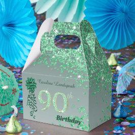Fin Grönt Glitter och Ribbon 90:e födelsedag Presentaskar