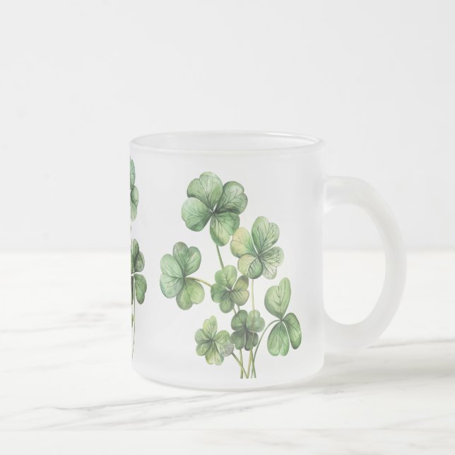Fin Grönt Watercolor Shamrock Frostad Glasmugg (Höger)