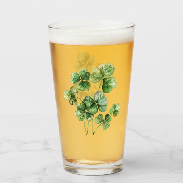 Fin Grönt Watercolor Shamrock Glaskopp (Framsida fylld)