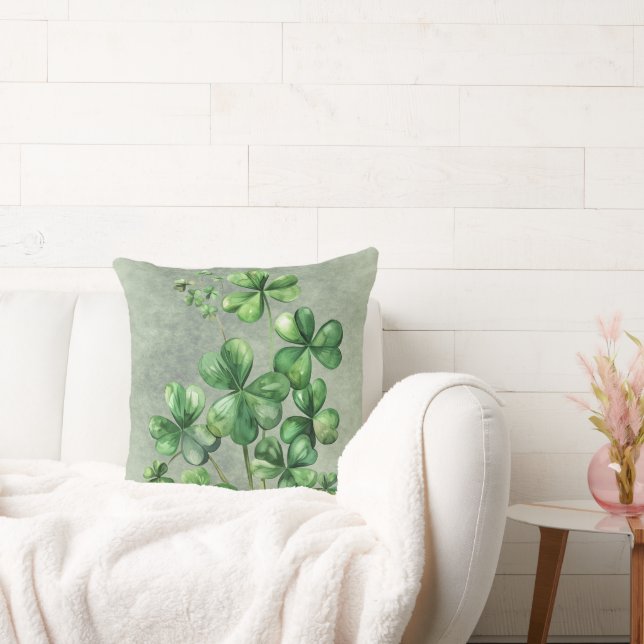 Fin Grönt Watercolor Shamrock Kudde (Soffa)