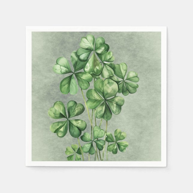 Fin Grönt Watercolor Shamrock Pappersservett (Framsidan)