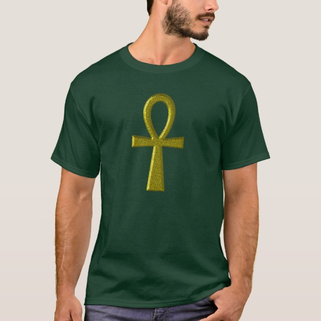 Fin guldkors Ankh vuxenkläder Tee Shirt (Framsida)