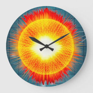 Fin Gult för Orange och Aqua Background Stor Klocka