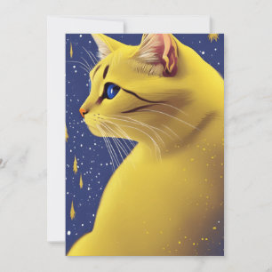 Fin Gult Katt med Blue Öga Julkort