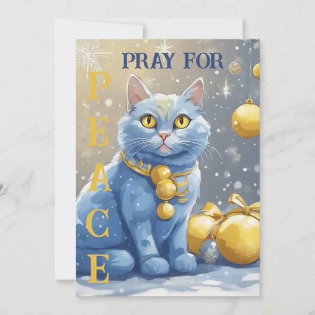 Fin Gult Katt med Blue Öga - Ukraina Julkort (Framsida)