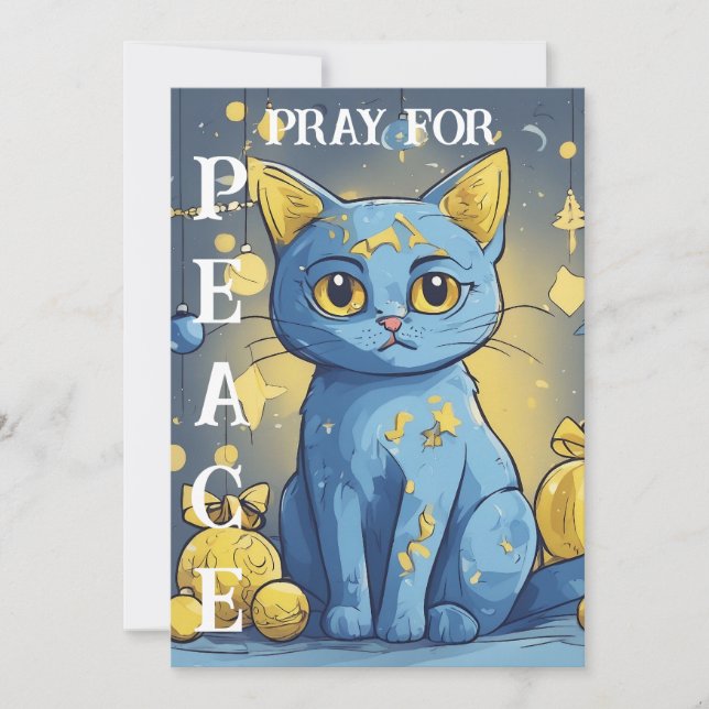 Fin Gult Katt med Blue Öga - Ukraina Julkort (Framsida)