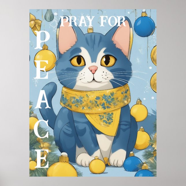 Fin Gult Katt med Blue Öga - Ukraina Poster (Framsidan)