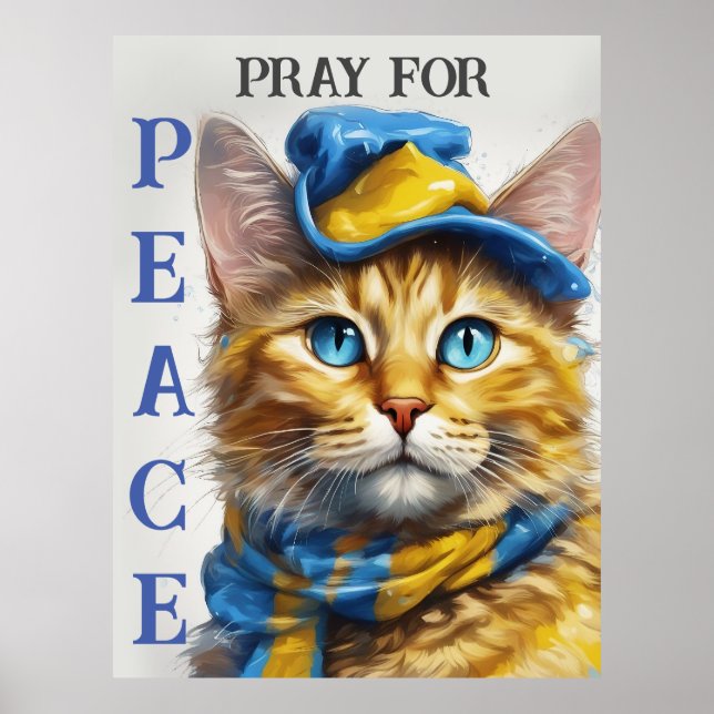 Fin Gult Katt med Blue Öga - Ukraina Poster (Framsidan)