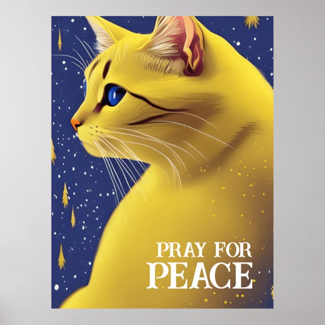 Fin Gult Katt med Blue Öga - Ukraina Poster (Framsidan)