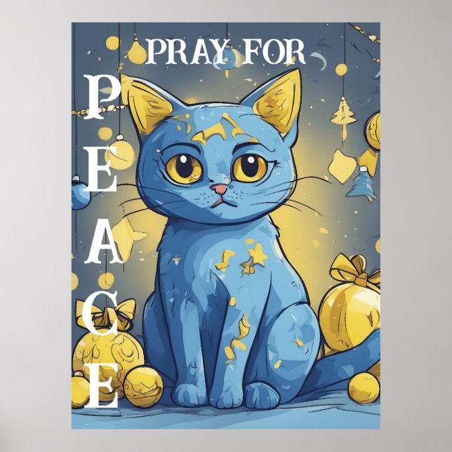 Fin Gult Katt med Blue Öga - Ukraina Poster (Framsidan)
