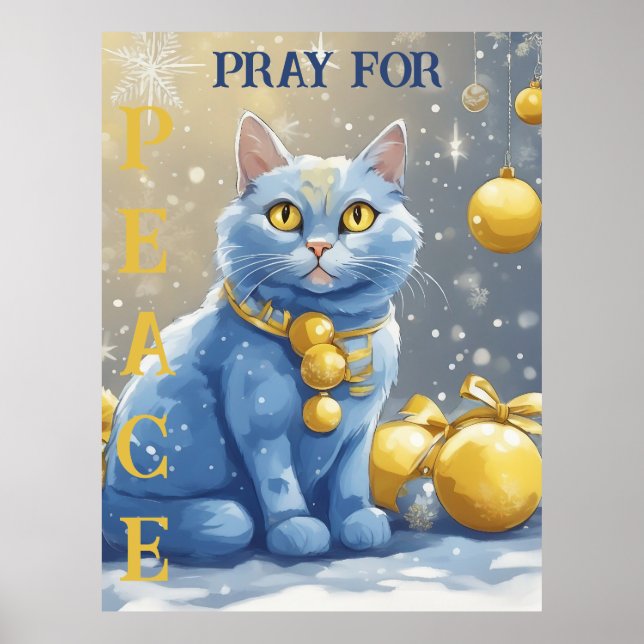Fin Gult Katt med Blue Öga - Ukraina Poster (Framsidan)