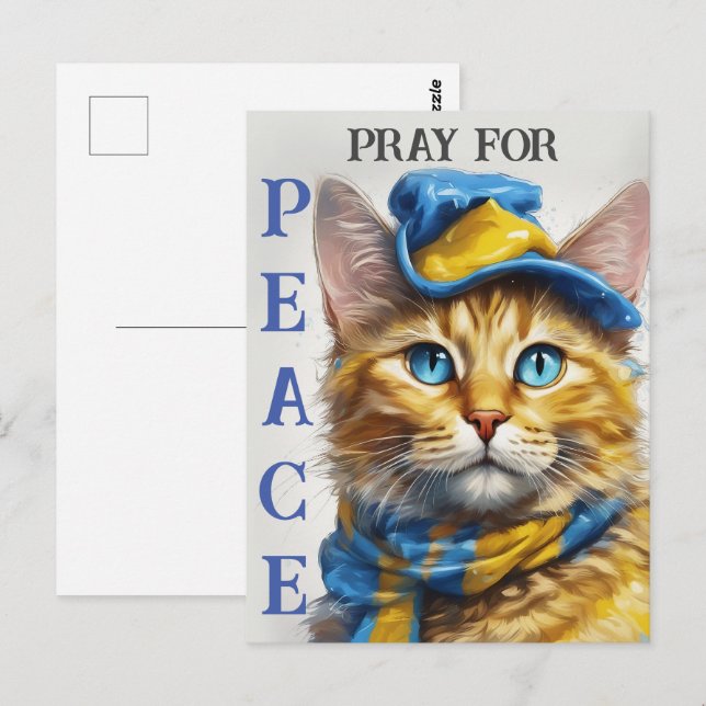 Fin Gult Katt med Blue Öga - Ukraina Vykort (Fram/baksida)