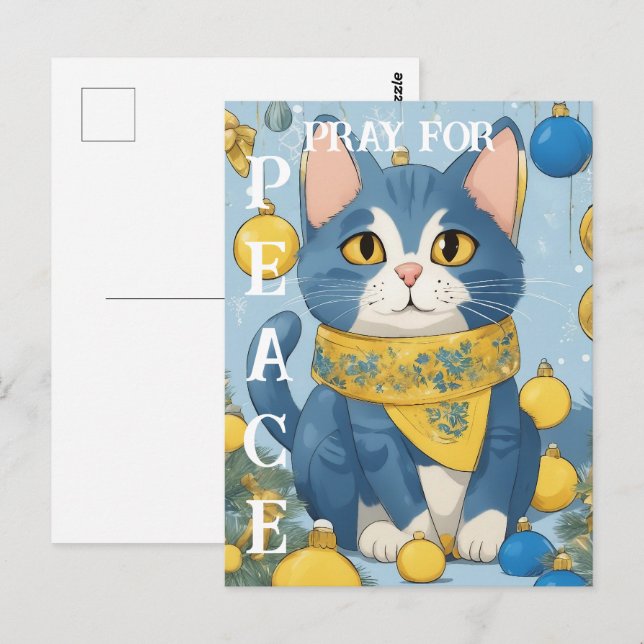 Fin Gult Katt med Blue Öga - Ukraina Vykort (Fram/baksida)