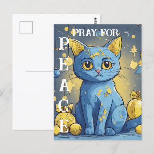 Fin Gult Katt med Blue Öga - Ukraina Vykort