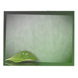 Fin hjärtsformad droplet Vatten på Löv Anteckningsblock