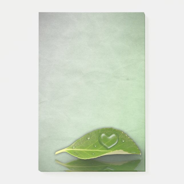 Fin hjärtsformad droplet Vatten på Löv Post-it Block (Framsida)