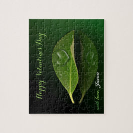 Fin hjärtsformad droplet Vatten på Löv Pussel