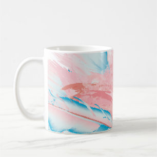 Fin illustration med ritad rosa flamingo och kaffemugg