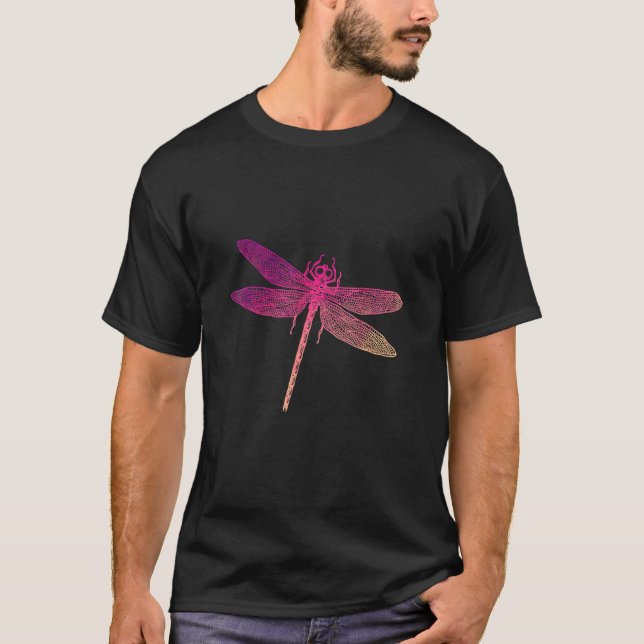 Fin Insekt Colorful Dragonfly T Shirt (Framsida)