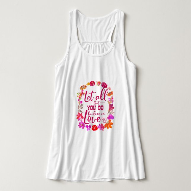 Fin inspirationerande Blommigt Bouquet Linne Med Racerback (Design framsida)