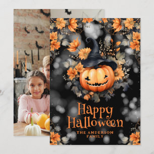Fin Jack O'Lantern Photo Halloween Card Julkort