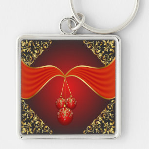 Fin jul-Bollar med prydnadshörn Fyrkantig Silverfärgad Nyckelring