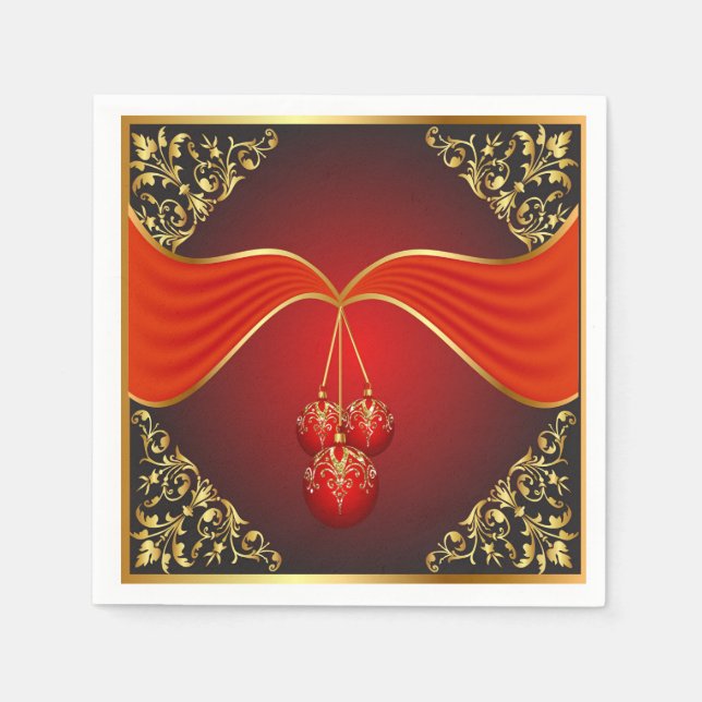 Fin jul-Bollar med prydnadshörn Pappersservett (Framsidan)