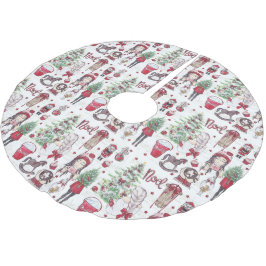 Fin jul inslag Red Watercolor Julgransmatta Borstad Polyester