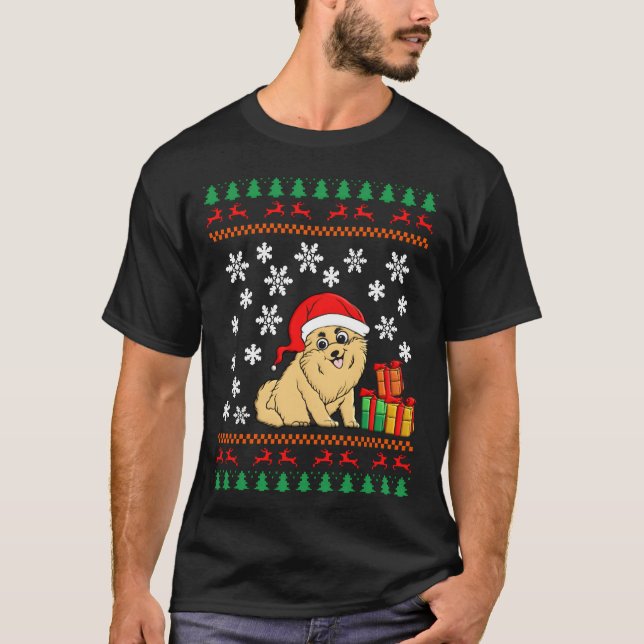 Fin juldesign med hund-flicka t shirt (Framsida)