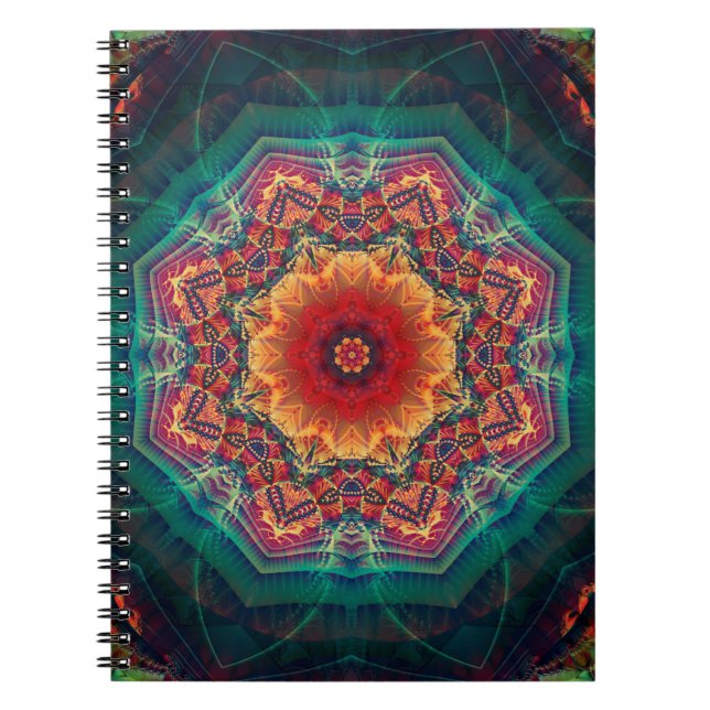 Fin kaleidoskop, flerfärgad blomma mönster anteckningsbok (Framsidan)