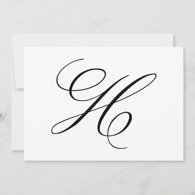 Fin Kalligrafi Bokstav H Monogram Bröllop Tack Kort (Framsida)