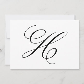 Fin Kalligrafi Bokstav H Monogram Bröllop Tack Kort