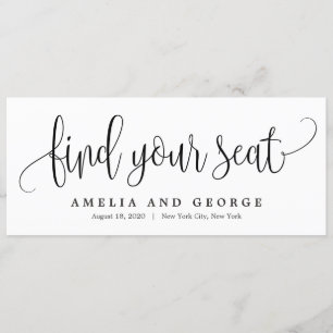 Fin kalligrafi - hitta ditt säteskort meny