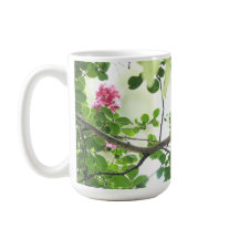 Fin kardinal i crepe myrtle träd.