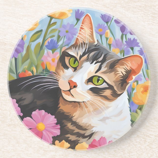 Fin katt med blommor underlägg (Framsidan)