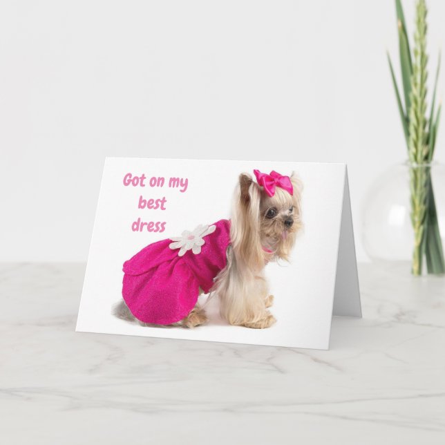 FIN KLÄDD OCH SÄGER "GLAD ÅT DIG" KORT (Framsida)