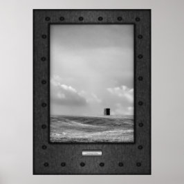 Fin konst, kontemplation, faux rivat stål poster