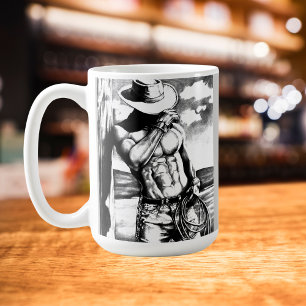 Fin konst, tålig Coola i Cowboy Charcol Sketch Kaffemugg
