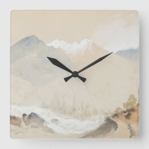 Fin konsthandfärg Liggande två Sjö-färgadfärger Fyrkantig Klocka