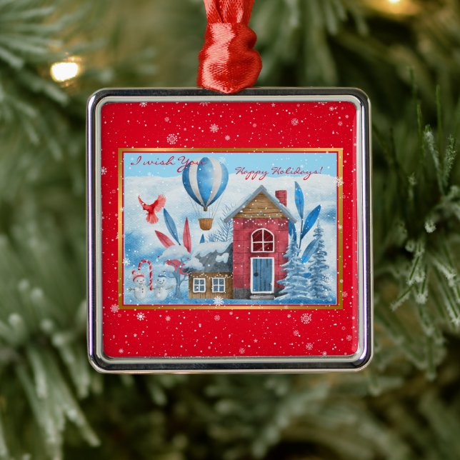 Fin liggande med Snögubbe anpassat Julgransprydnad Metall (Träd)