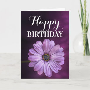 Fin Lila Daisy Birthday Kort