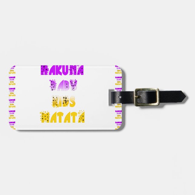 Fin Lila och Gult Hakuna Matata Baby Kids G Bagagebricka (Horisontell Framsida)